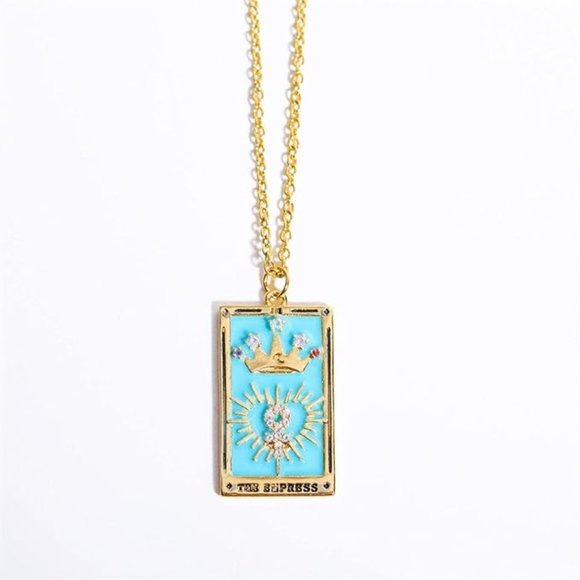 NWT Tarot Card Necklace with Real Gold Plated Chain - the  Empress - Picture 1 of 2